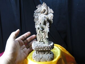 A　蚕神像　姫神像　江戸時代　珍品　木彫　信仰　神社　シルク　絹　おしらさま