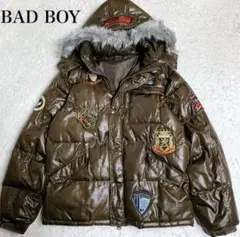 BAD BOY 中綿　ジャケット　ブラウン　ファー　バッドボーイ　ワッペン