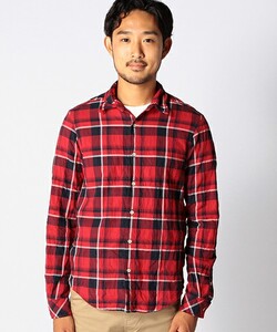 新品 BEAMS ビームス ミニ襟チェックシャツ レッド