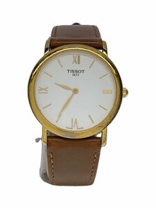 TISSOT◆クォーツ腕時計/アナログ/レザー/WHT/BRW/C276K