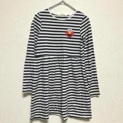 【H&M】セサミストリート エルモ　ボーダーワンピース　134/140