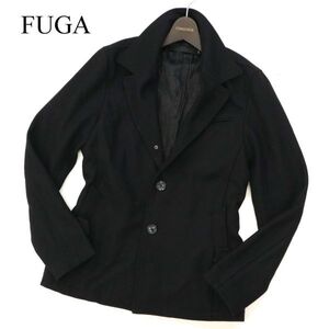 FUGA フーガ 【NOUVELLE】 メルトン ウール★ ショート丈 Pコート Sz.46　メンズ 黒　C2T13099_C#N