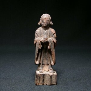 慶應◆時代仏教美術 木造 聖徳太子立像 一木彫 小仏 高さ13cm