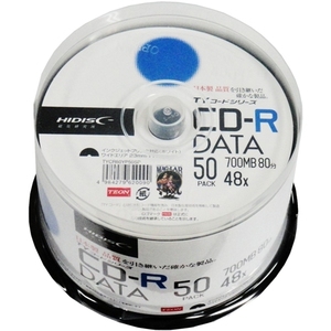 データ用CD-R 50枚パック HIDISC TYCR80YP50SP 700MB 48倍速 インクジェットプリンタ対応