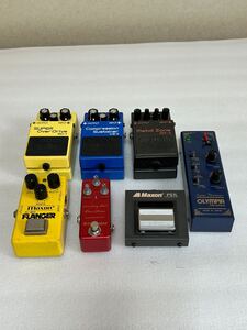 エフェクター等7点まとめて BOSS SD-1、CS-2、MT-2 / Maxon FL-301、FS1L / OLYMPIA OM-5000Sなど 動作未確認　中古ジャンク