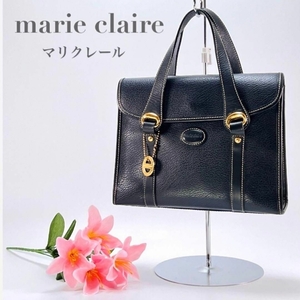 美品 marie claire マリクレール ミニ ハンドバッグ トートバッグ チャーム付き ブラック 黒 レディース お洒落 春 お出かけ