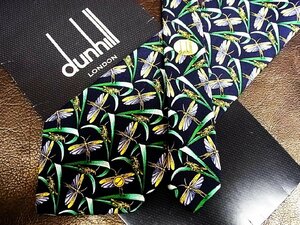 ★良品★3R05843【dunhill】ダンヒル「バッタ 昆虫 葉っぱ 植物 柄」ネクタイ