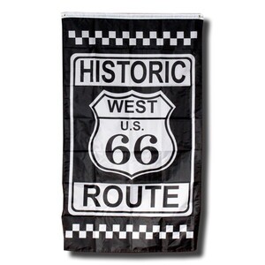 フラッグ Route66 ルート66＜ヒストリック＞ ：縦型フラッグ 90×150cm 旗 バナー インテリア アメリカ雑貨 アメ