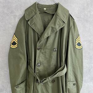 50s 米軍 US.ARMY OVERCOAT コットンサテン オーバーコート トレンチコート オリーブグリーン ミディアムショート