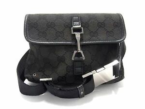 1円 GUCCI グッチ 92543 GGキャンバス GG柄 ウエストバッグ ウエストポーチ ボディバッグ メンズ レディース ブラック系 BL0957