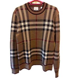 正規 21SS BURBERRY LONDON ENGLAND バーバリー ロンドン イングランド Riccardo Tisci ノバチェック ニット 茶系 XS 8036603