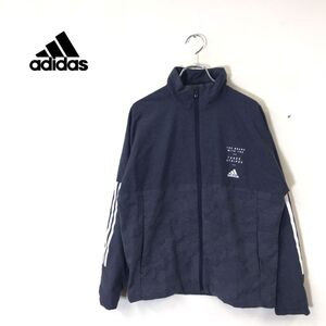 1I2797-Q◆キッズ kids◆adidas アディダス ウィンドブレーカー ジップアップ アウター フードなし◆size 160 子ども 青 ブルー ナイロン