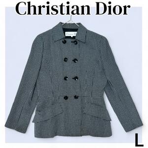 希少Dior ツイード ダブルジャケット ヴィンテージ テーラードジャケット　Christian Dior　L 大きめ　レディース　肩パッド