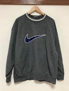 よ1485 NIKE ナイキ スウェットトレーナー L ダークグレー 白タグ 刺繍タグ 90