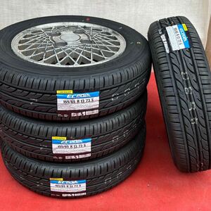 24年式新品タイヤ。SUZUKI アルトワークス純正ホイール13インチ×4.00B＋45 PCD114.3/4穴DUNLOP EC202 155/65R13ラジアル新品タイヤ4本。