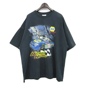 サイズ 2XL HASE AUTHENTICS 半袖 レーシング Ｔシャツ ブラック 両面 プリント カー 車 古着 ビンテージ 4JU2603