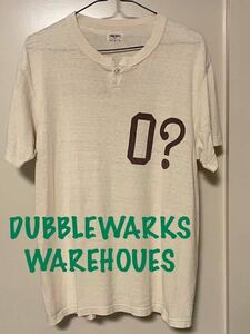 DUBBLEWARKS ダブルワークス WAREHOUES ウエアハウス Tシャツ 1ボタン ヘンリーネック Tシャツ Mサイズ バックプリント アイボリー