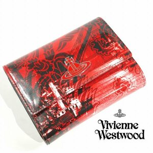 新品1円～★定価4万 Vivienne Westwood ヴィヴィアンウエストウッド 牛革レザー がま口 三つ折り財布 ORB LONDON BRIDGE ◆4420◆