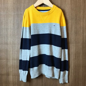 《キッズ》Tommy Hilfiger トミー ヒルフィガー 切り替え ボーダー ニット セーター サイズ S/P 8/10 古着 k24110122