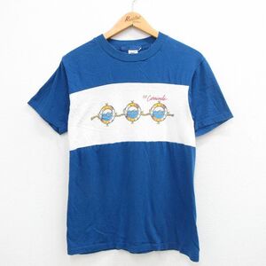 S/古着 半袖 ビンテージ Tシャツ メンズ 80s カーニバル クルーネック 青他 ブルー 24feb27 中古