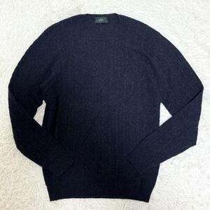 1円/極美品【圧倒的な高級感】ザノーネ Zanone ケーブルニット セーター キャメル100% カシミヤタッチ ウール 紺 ネイビー 54 3L〜4L相当