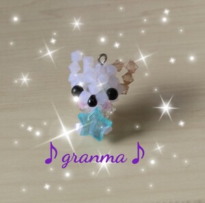 ♪granma♪星付チワワストラップ＊水色