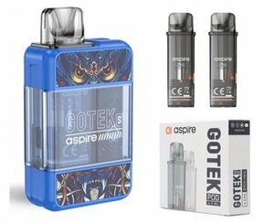 新品 Aspire GoTek S Pod ブルー ＋交換用ポッドカートリッジ1箱セット アスパイア ゴーテックS 電子タバコ Vape ベイプ 正規品 保証あり