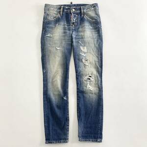 ◯54i29① イタリア製☆ DSQUARED2 ディースクエアード クラッシュ加工 デニムパンツ スキニー ボトム ジーンズ 36 Sサイズ レディース