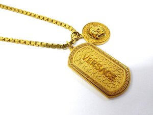 VERSACE ヴェルサーチ メデューサ ドッグタグ チェーン ネックレス DG14698 DJMS ゴールド プレート コイン ダブルチャーム