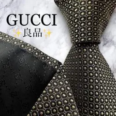 良品✨GUCCI ネクタイ　グッチ　ジャガード　ブラック　光沢感