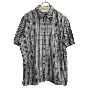 Dickies 半袖 チェックシャツ XLサイズ ディッキーズ ネイビー系 コットン 古着卸 アメリカ仕入 t2408-3140