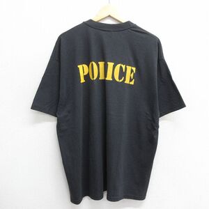 XL/古着 ヘインズ 半袖 ビンテージ Tシャツ メンズ 00s バージン諸島 ポリス 大きいサイズ クルーネック 黒 ブラック 24jul23 中古