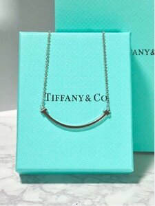 極美品 TIFFANY&Co. ティファニー Tスマイル ネックレス ホワイトゴールド