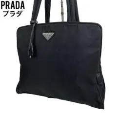 ✨良品　PRADA プラダ　トートバッグ　ブラック　黒　手提げ　ナイロン　レザー