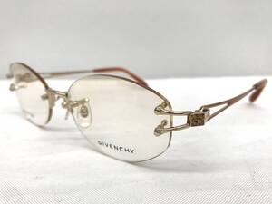 4R-204 新品 眼鏡 メガネフレーム チタン GIVENCHY ジバンシー 19g 55□17-135 フチなし メンズ 男性 レディース 女性 ゴールド系