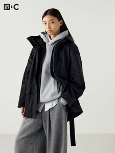 UNIQLO C WOMEN 3WAY オーバーサイズハーフコート ブラック 黒 レディースMサイズ 2024年モデル モッズコート UNIQLO:C 