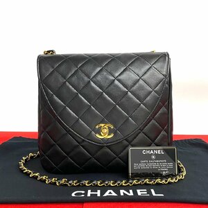 極 美品 袋付き カード シール有 0番台 CHANEL シャネル マトラッセ ココ ラムスキン レザー チェーン ショルダーバッグ ブラック 52158