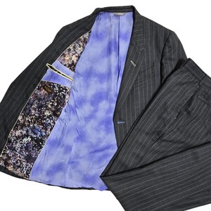 ポールスミス コレクション 花柄裏地 微光沢グレービーストライプ スーツ 90-78-170 (Mサイズ) Paul Smith COLLECTION セットアップ 総裏