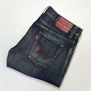 雰囲気抜群 美ひげ ダメージ加工 日本製 EDWIN エドウィン EDGE OF BLUE JEANS EG503 503 デニムパンツ ジーンズ W32/F419