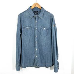 TMT denim shirt ブルー XL デニム シャツ トップス カジュアル 刺繍 無地 TSH-F2003 ティーエムティー