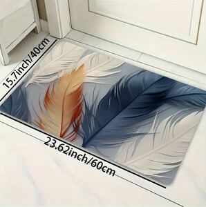 北欧スタイル　フロアマット　羽毛柄　キッチンマット　玄関マット　40×60