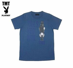 #古着屋大和 セール中 送料無料 完売 プレイボーイ PLAYBOY TMT 別注 コラボ Wネーム バックバニー Tシャツ S サックス SAX 参考価格8424円