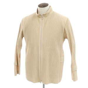 【中古】オム プリッセ イッセイミヤケ HOMME PLISSE ISSEY MIYAKE プリーツ加工 ブルゾン ベージュ【サイズ表記なし（L位）】