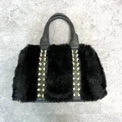 00s Y2K grunge fur studs shoulder bag