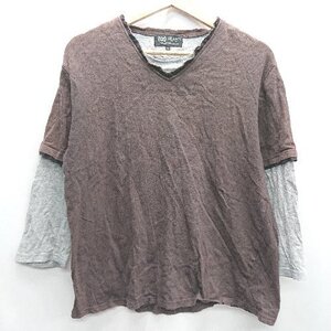 ◇ BEAMS ビームス 長袖 カットソー サイズL ブラウン系 レディース E