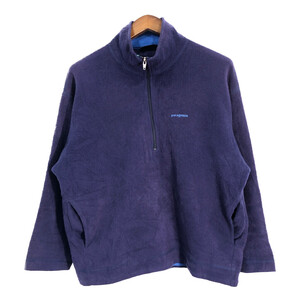 00年代 patagonia パタゴニア ハーフジップ フリースジャケット アウトドア ワンポイントロゴ パープル (メンズ M) 中古 古着 R7614