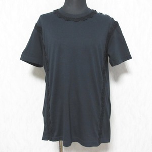 美品 PRADA プラダ レースデザイン 半袖 Tシャツ カットソー M ブラック