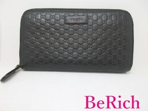 グッチ GUCCI 財布 ラウンドファスナー 長財布 449391 グッチシマ レザー 黒 ブラック ロング ウォレット 【中古】 bs3025