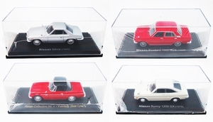 HE043@★2国産名車☆1/43　ミニカー☆NISSAN☆Silvia,Fairlady,Sunny,Blueverd☆４台セット☆▲2●