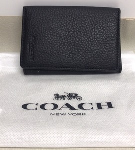 【COACH コーチ】【ビジネスカードケース　名刺入れ/レザー/ブラック】【保存袋有】